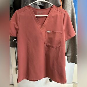 Catarina scrub top, color is dark Cherry.